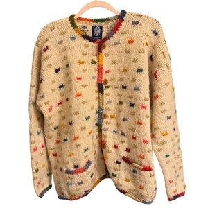 Amano hand knit 100% wool sweater cardigan